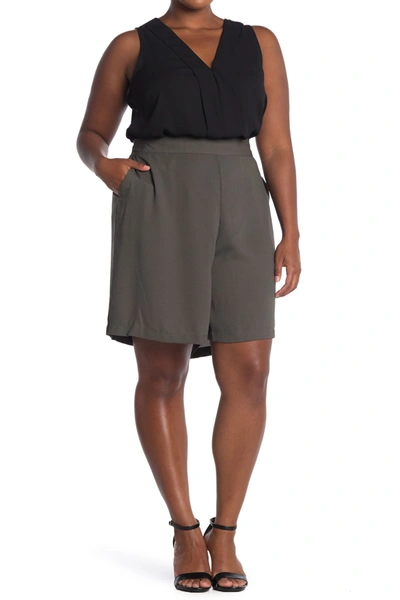 Shop Halogen Gathered Waist Bermuda Shorts In Grey Beluga