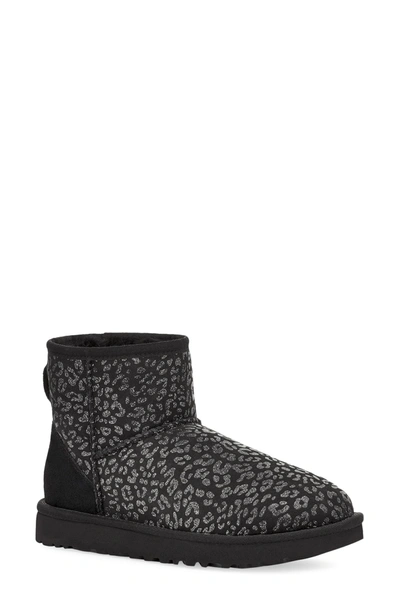 Shop Ugg ® Classic Mini Ii Genuine Shearling Lined Boot In Black Snow Leopard Suede