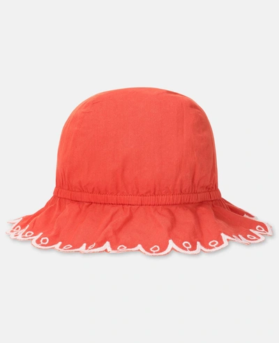 Shop Stella Mccartney Kids Flame On Dusty Pink Scalloped Cotton Hat