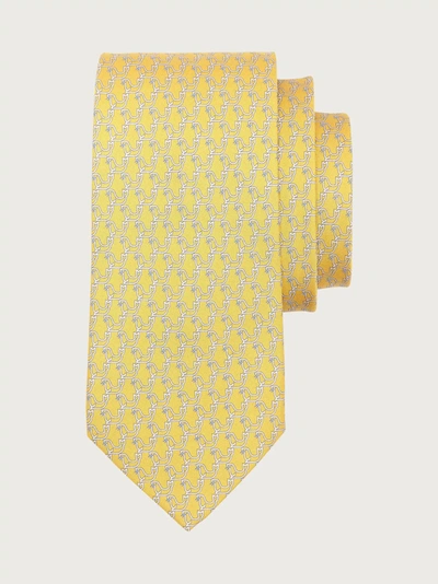 Shop Ferragamo Seal Print Silk Tie In Yellow