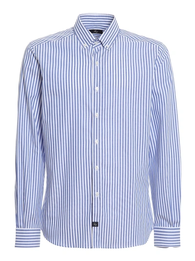 Shop Fay Striped Shirt In Light Blue