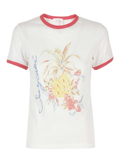 Shop See By Chloé Fruits Printed T-shirt In White