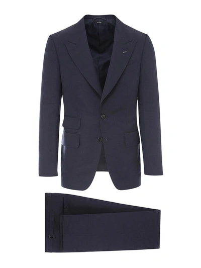 Shop Tom Ford Cotton Silk Blend Sharkskin Suit In Blue