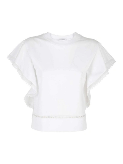 Shop Alberta Ferretti Ruffle Sleeve Top In White