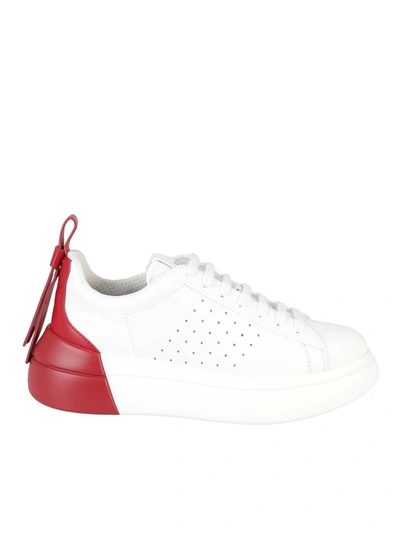 Shop Red Valentino Two-tone Leather Sneakers In White And Red