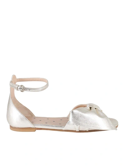 Shop Red Valentino Laminated Leather Sandals In Gold Color
