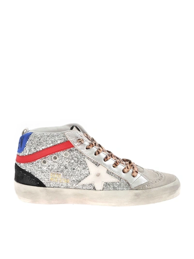 Shop Golden Goose Mid Star Classic Sneakers In Silver Glitter