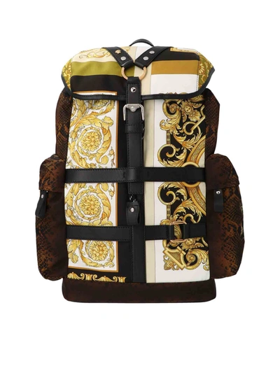 Shop Versace Barocco Print Multicolor Backpack