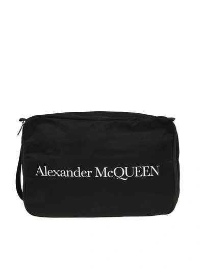 Shop Alexander Mcqueen Logo Print Travel Bag In Black