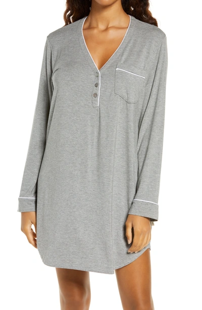 Shop Ugg Henning Ii Henley Sleep Shirt In Grey Heather