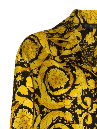Versace Printed Silk-twill Pajama Shirt In Black