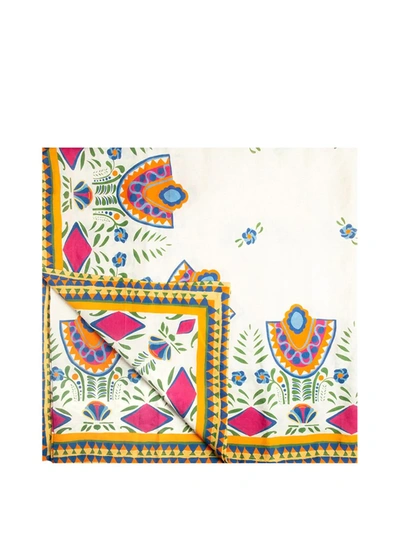 Shop La Doublej Geometric-print Linen Tablecloth In White