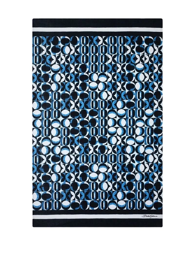 Shop Dolce & Gabbana Geometric-print Beach Towel In Blue