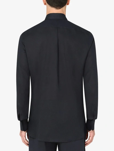 Shop Dolce & Gabbana Long-sleeve Flax Shirt In Blue