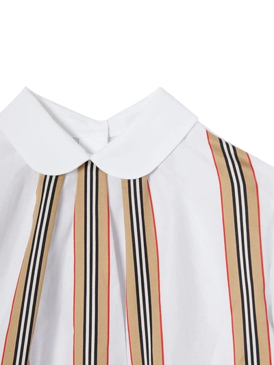 Shop Burberry Teen Icon Stripe-print Cotton Blouse In White