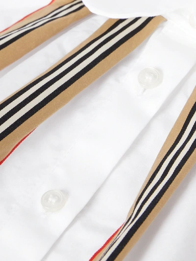 Shop Burberry Teen Icon Stripe-print Cotton Blouse In White