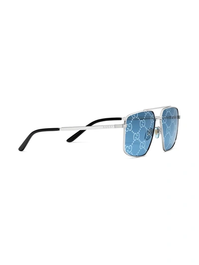 Shop Gucci Gg-lens Aviator Sunglasses In Blue
