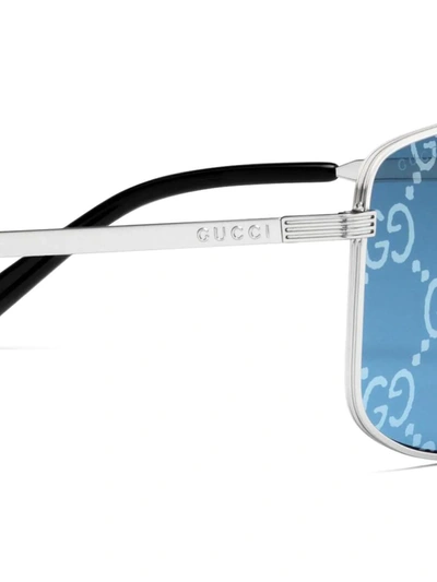 Shop Gucci Gg-lens Aviator Sunglasses In Blue