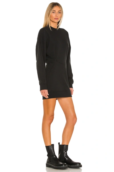 Shop Alexander Wang T Sculpted Long Sleeve Crewneck Mini Dress In Black