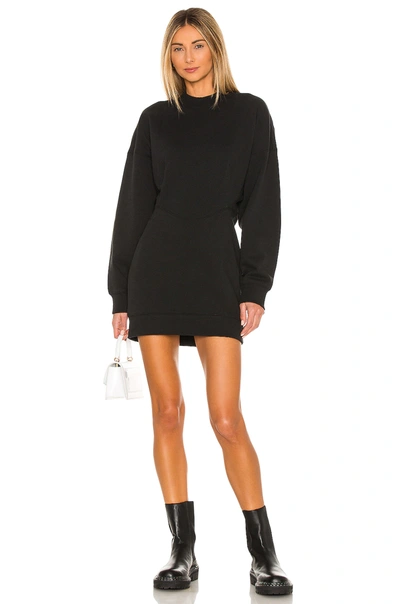 Shop Alexander Wang T Sculpted Long Sleeve Crewneck Mini Dress In Black