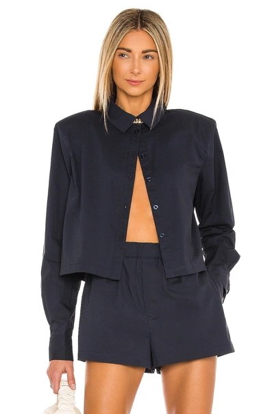 Shop L'academie The Tory Blouse In Navy Blue