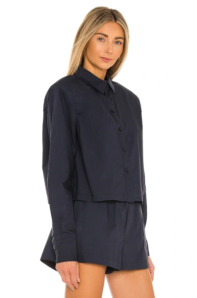 Shop L'academie The Tory Blouse In Navy Blue