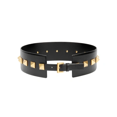 Shop Valentino Garavani Rockstud Leather Waist Belt In Black