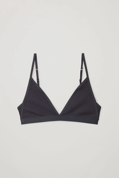 Shop Cos Soft Ribbed Triangle Bra In Blue