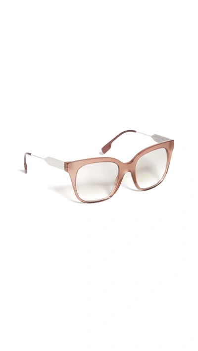 Shop Burberry Tb Logo Evelyn Sunglasses In Brown