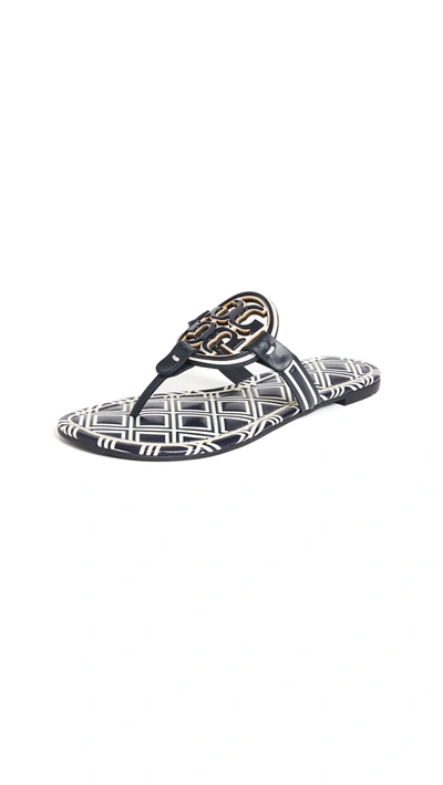 Shop Tory Burch Metal Miller Sandals In New Ivory/perfect Navy