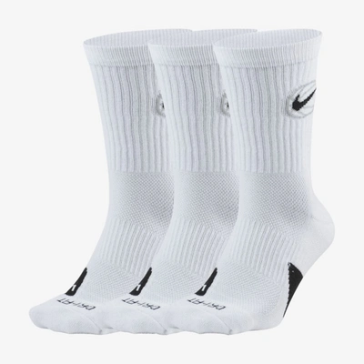 Shop Nike Unisex Everyday Crew Basketball Socks (3 Pair) In White