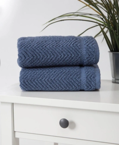 Shop Ozan Premium Home Maui 2-pc. Hand Towel Set In Midnight Blue