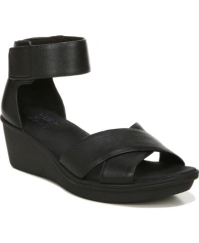 Shop Naturalizer Riviera Ankle Strap Wedge Sandals In Black Leather