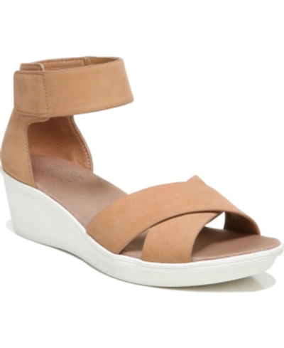 Shop Naturalizer Riviera Ankle Strap Wedge Sandals In Cookie Dough Nubuck