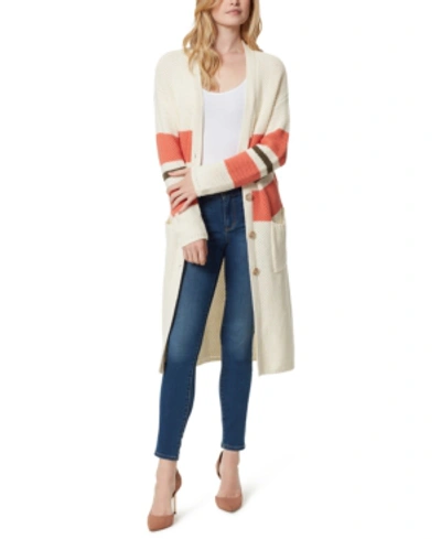 Shop Jessica Simpson Marina Striped Longline Cardigan In Gardenia