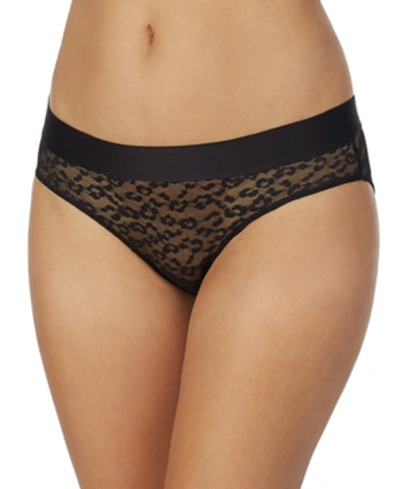 Shop Dkny Women's Leopard Lace Bikini Underwear In Black