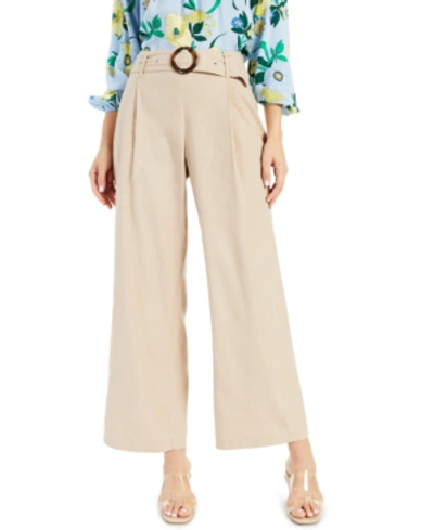 Shop Inc International Concepts Inc Pleated Buckled Wide-leg Pants, Created For Macy's In Toasted Twine