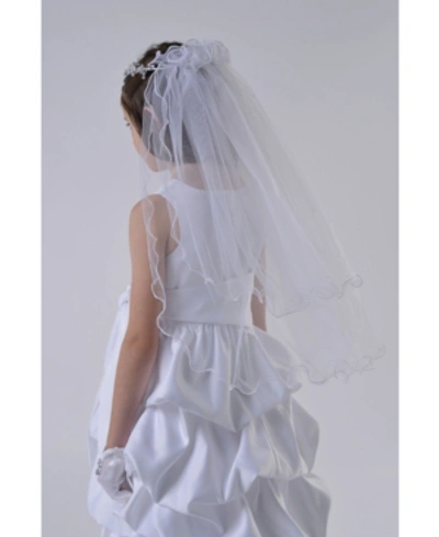 Shop Us Angels Wreath With Beaded Flowers With Curly Edge Double Layer Veil In White