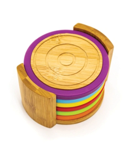 Berghoff Bamboo 6 Piece Coaster Set With Silicone Rims In Brown