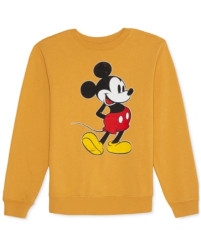 Shop Disney Juniors' Mickey Mouse-graphic Sweatshirt In Honey Gold