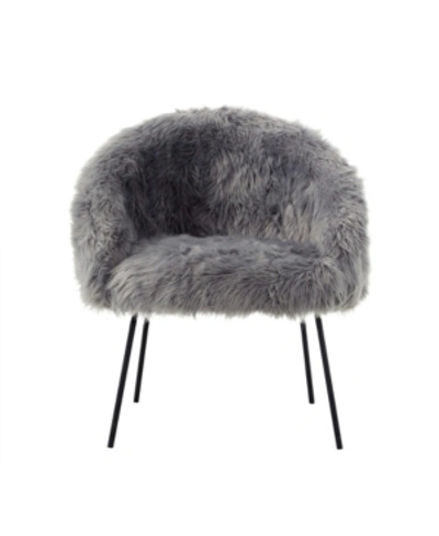 Shop Inspired Home Ana Faux Fur Accent Chair With Metal Legs In Gray
