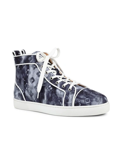 Christian Louboutin Men's Louis Orlato Allover Logo Denim High-Top Sneakers