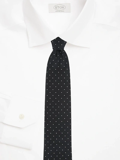 Shop Eton Men's Polka Dot Silk Tie In Black