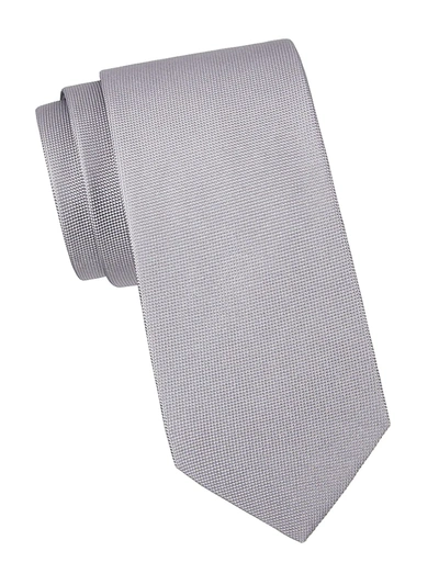Eton Solid Textured Silk Classic Tie In Grey