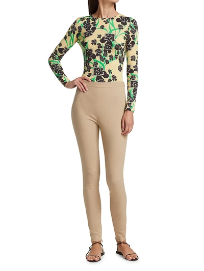 Shop St John Orchid Fever Printed Wool & Silk Knit Sweater In Chamomile Multi
