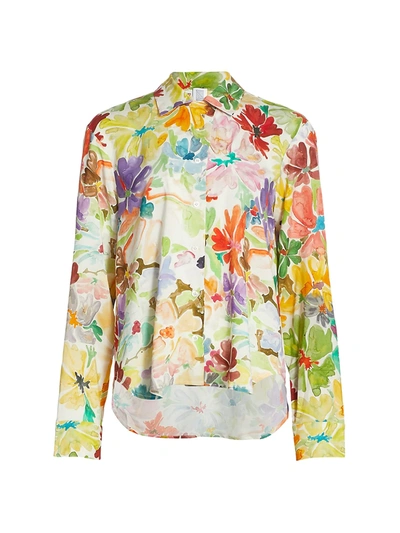 Shop Rosie Assoulin Floral Button-up Shirt In Rainbow