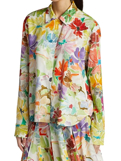 Shop Rosie Assoulin Floral Button-up Shirt In Rainbow