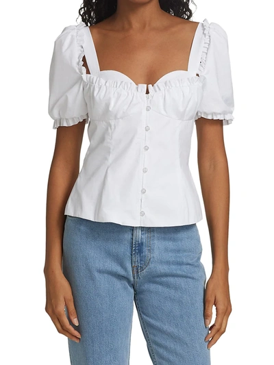 Shop Rosie Assoulin Garden Party Ruffle Bustier Top In White
