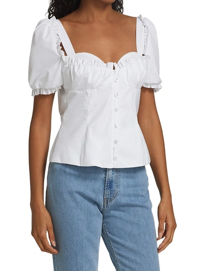 Shop Rosie Assoulin Garden Party Ruffle Bustier Top In White