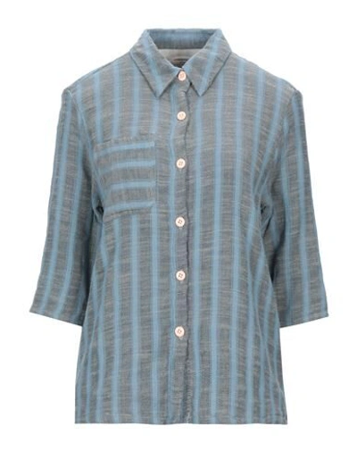 Shop Ace And Jig Ace & Jig Woman Shirt Slate Blue Size L Cotton, Polyester, Metallic Fiber